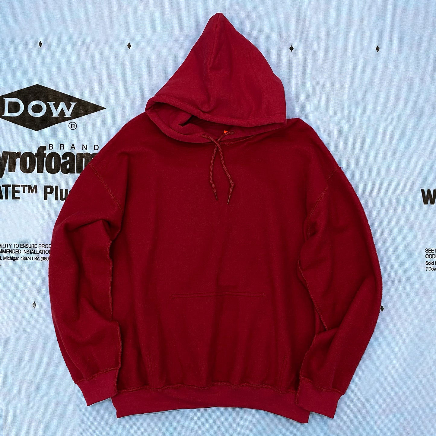RWCHE × NERDSONWAX Hooded Fleece lining Sweatshirt Burgundy 2 IPMatter SUPERSTORE