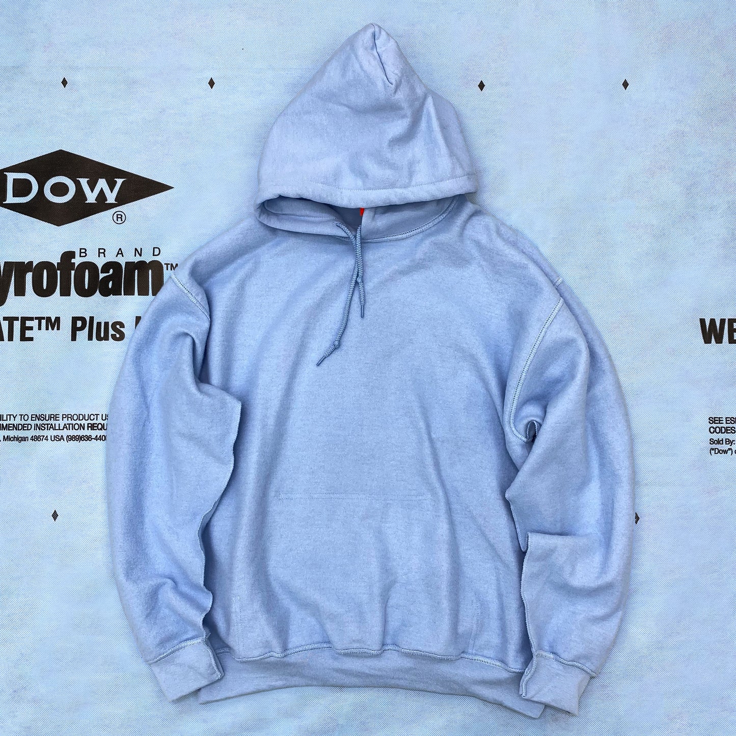 RWCHE × NERDSONWAX Hooded Fleece lining Sweatshirt Light Blue 2 IPMatter SUPERSTORE