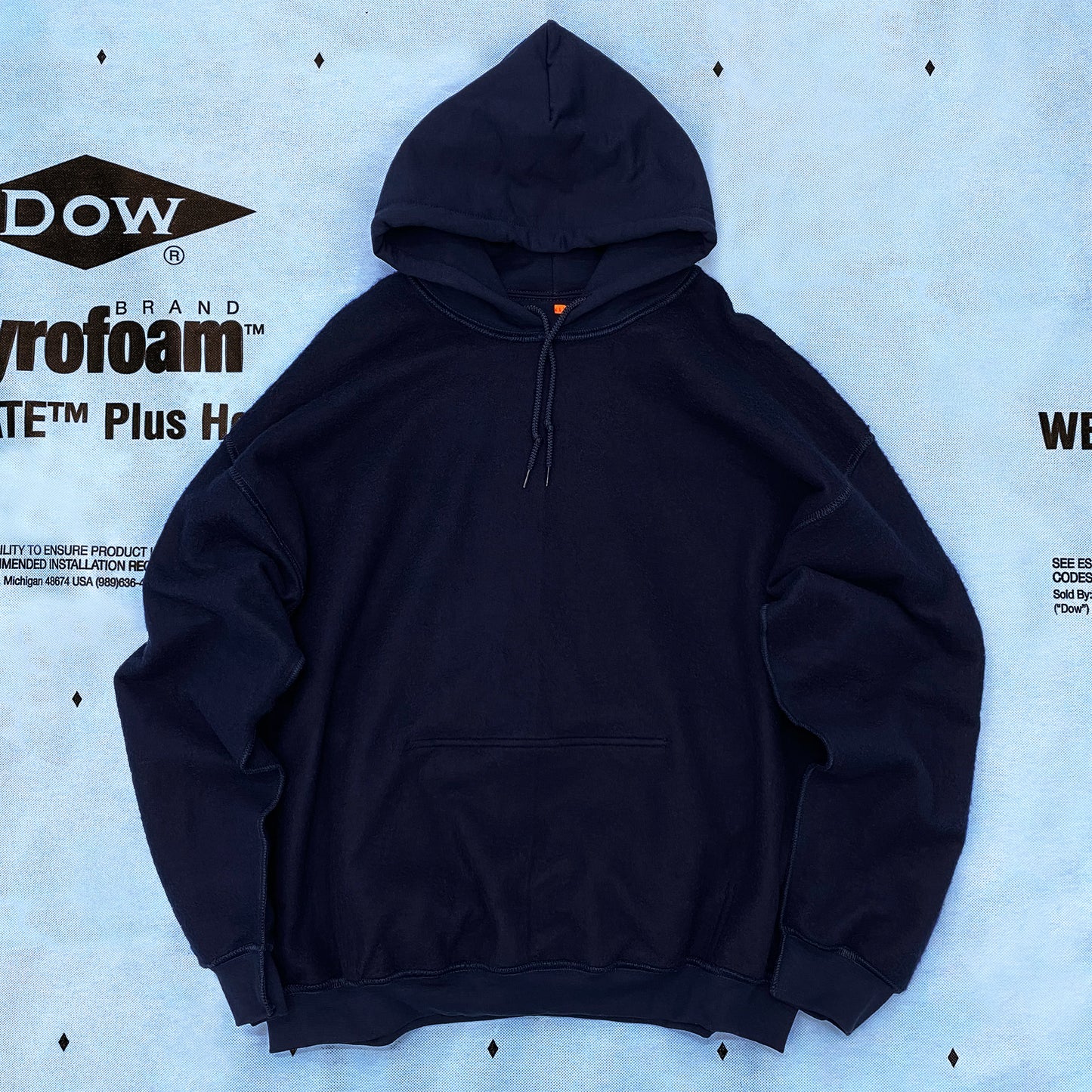 RWCHE × NERDSONWAX Hooded Fleece lining Sweatshirt Navy 2 IPMatter SUPERSTORE