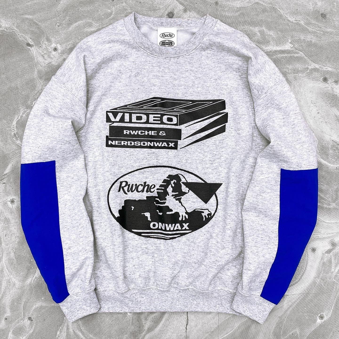 RWCHE × NERDSONWAX Video Sweatshirt Ash Blue 1 IPMatter SUPERSTORE