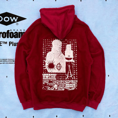 RWCHE × NERDSONWAX Hooded Fleece lining Sweatshirt Burgundy 1 IPMatter SUPERSTORE
