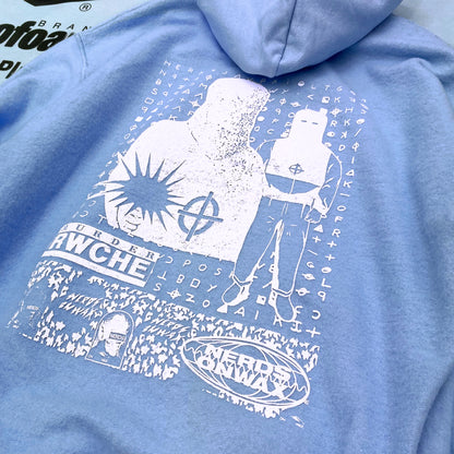 RWCHE × NERDSONWAX Hooded Fleece lining Sweatshirt Light Blue 1 IPMatter SUPERSTORE