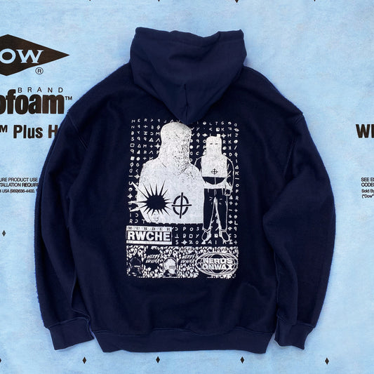 RWCHE × NERDSONWAX Hooded Fleece lining Sweatshirt Navy 1 IPMatter SUPERSTORE