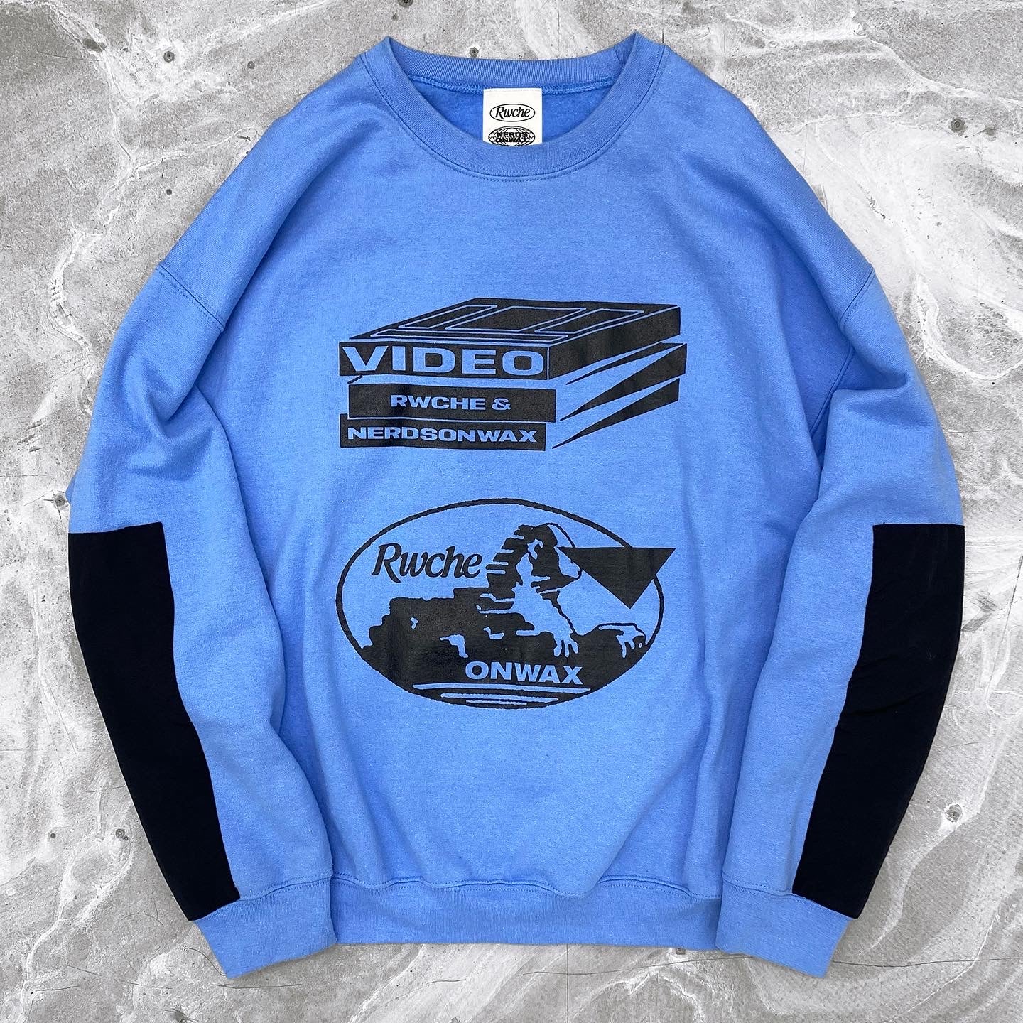 RWCHE × NERDSONWAX Video Sweatshirt  Blue Black 1 IPMatter SUPERSTORE