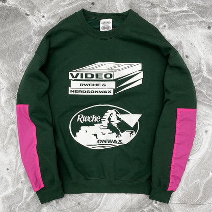 RWCHE × NERDSONWAX Video Sweatshirt  Green Pink 1 IPMatter SUPERSTORE